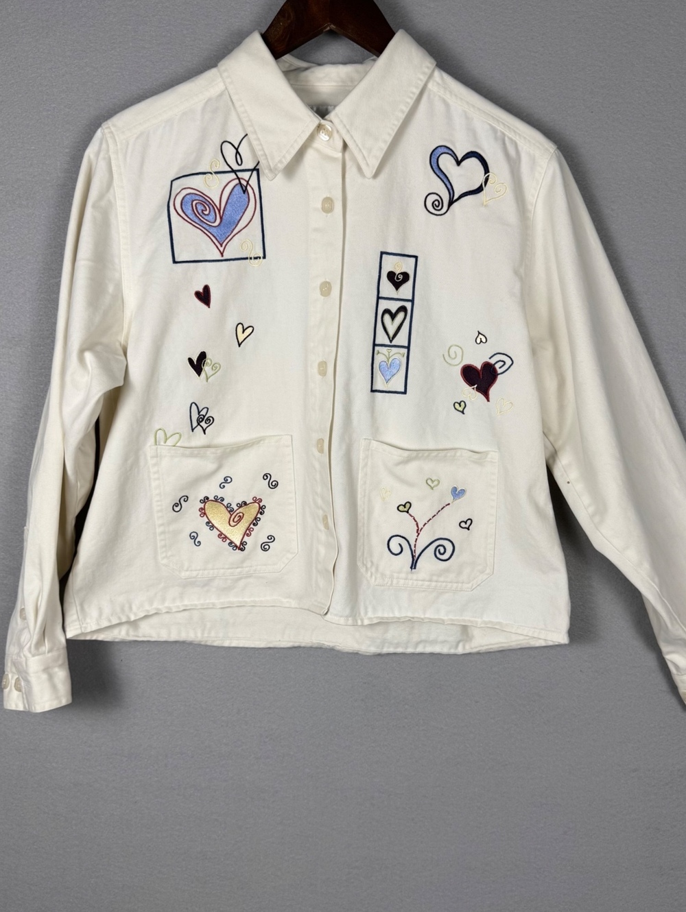 Christopher & Banks Womens Medium Embroidered Shirt Jacket